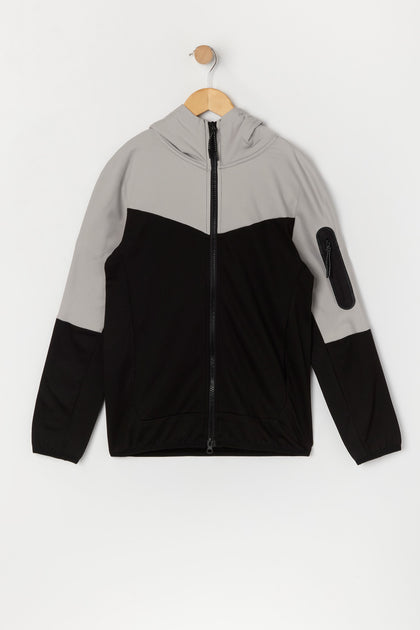 Blouson Active à capuchon avec blocs de couleurs et fermeture à glissière