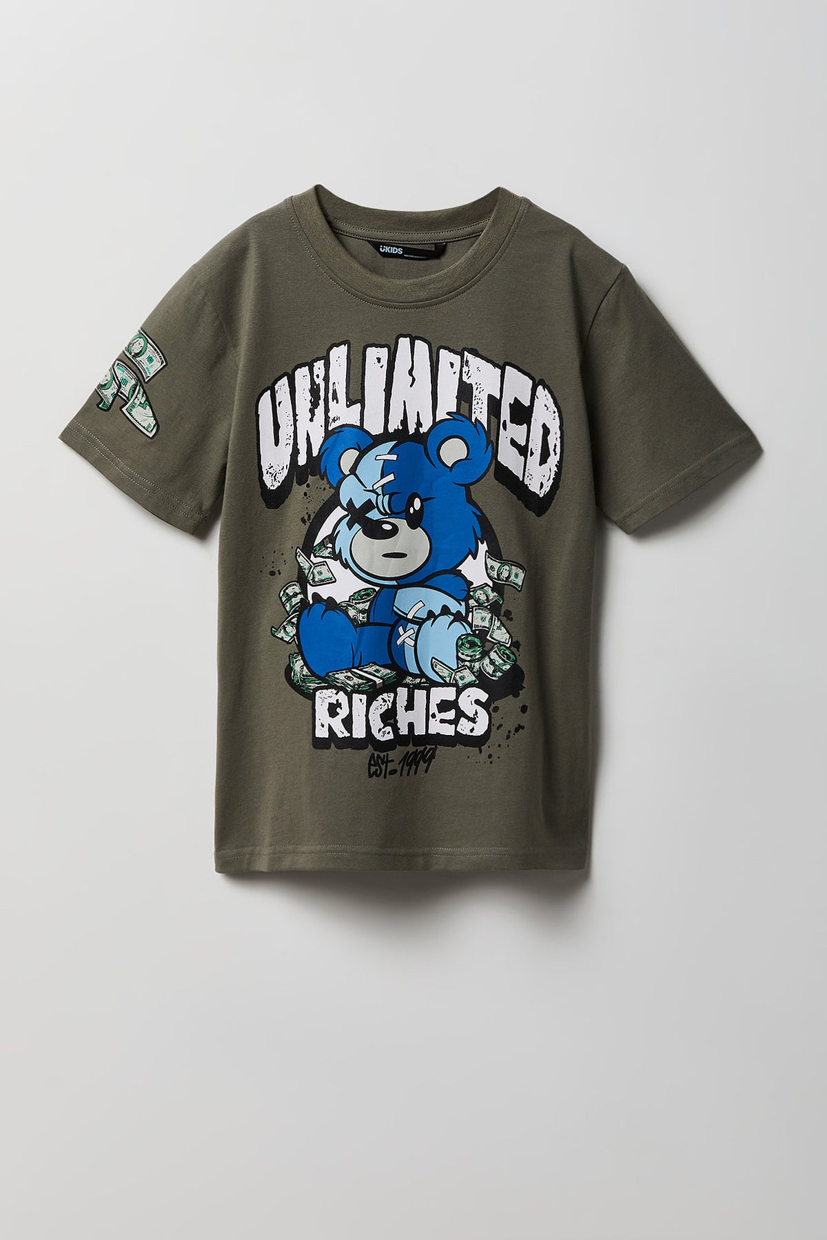 Kids Bear Graphic T-Shirt - Dark Green