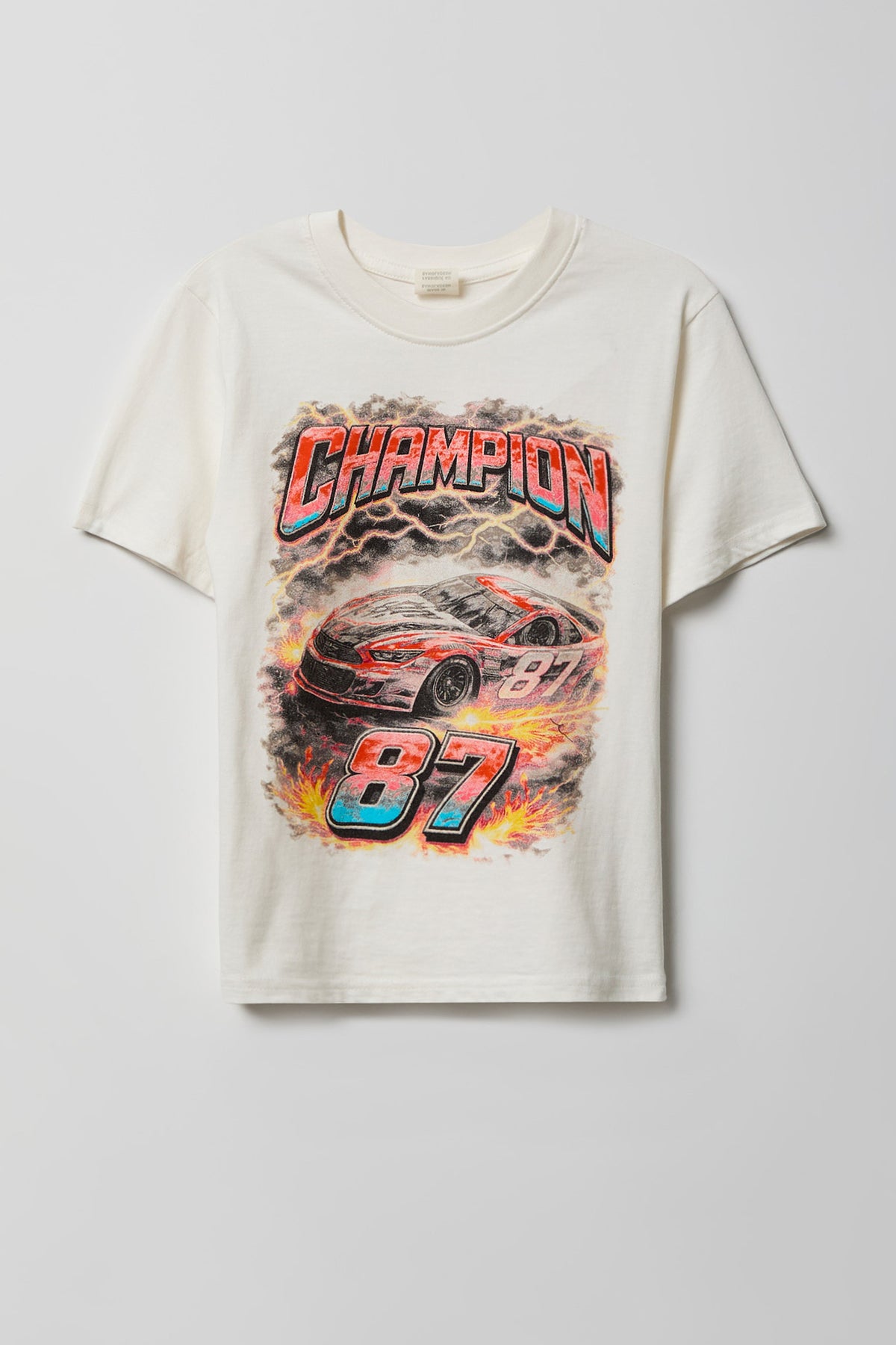 Kids Racecar Graphic T-Shirt - White