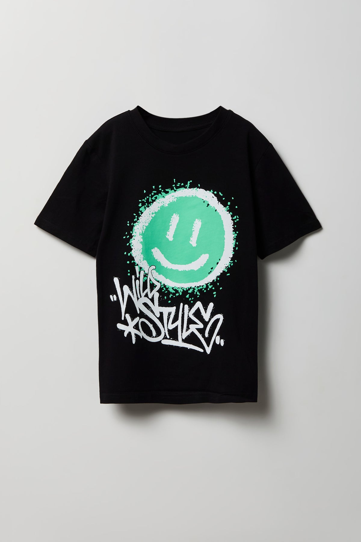 Kids Smiley Graphic T-Shirt - Black