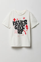T-shirt à imprimé Never Give Up pour enfants