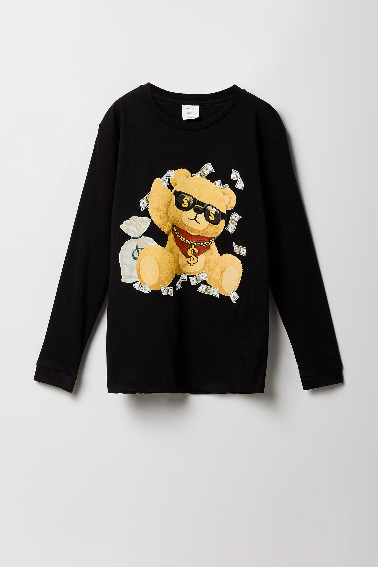 Boys Money Bear Graphic Long Sleeve Top