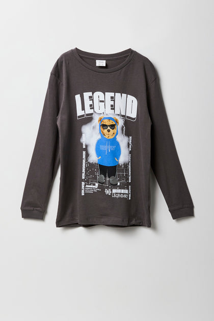 Boys Legend Bear Graphic Long Sleeve Top