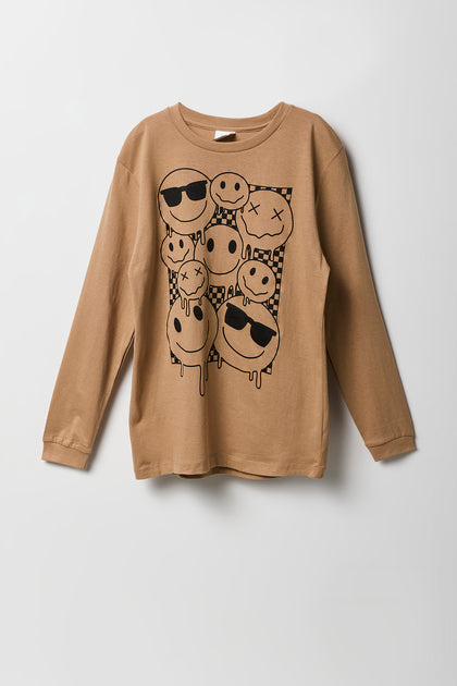 Boys Emoji Graphic Long Sleeve Top