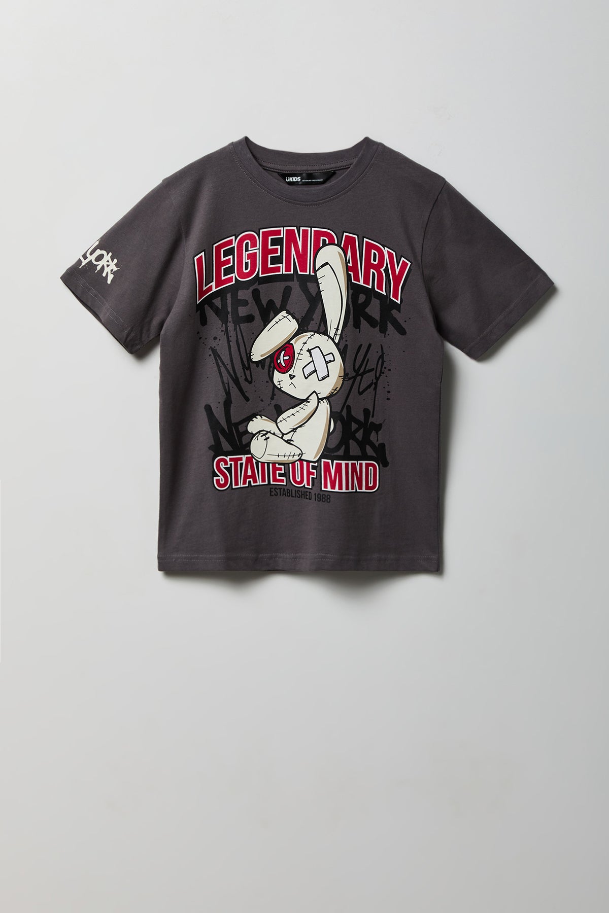 Kids Bunny Graphic T-Shirt - Dark Grey