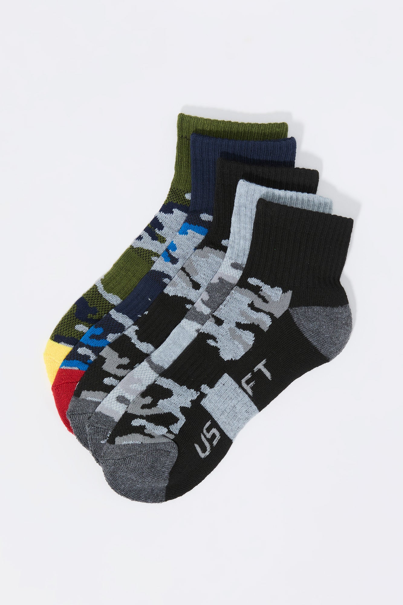 Boys Camo Quarter Socks (5 Pack)
