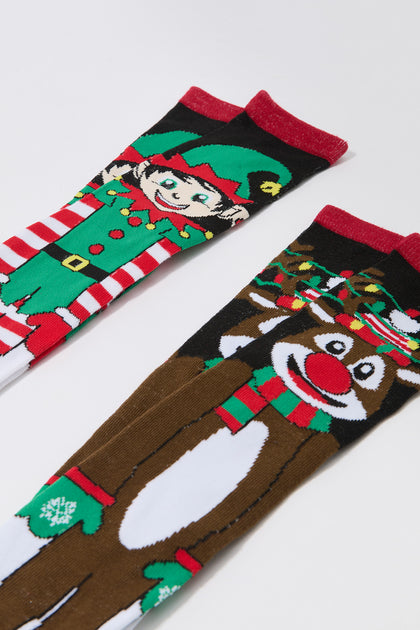 Youth Christmas Crew Socks (2 Pack)