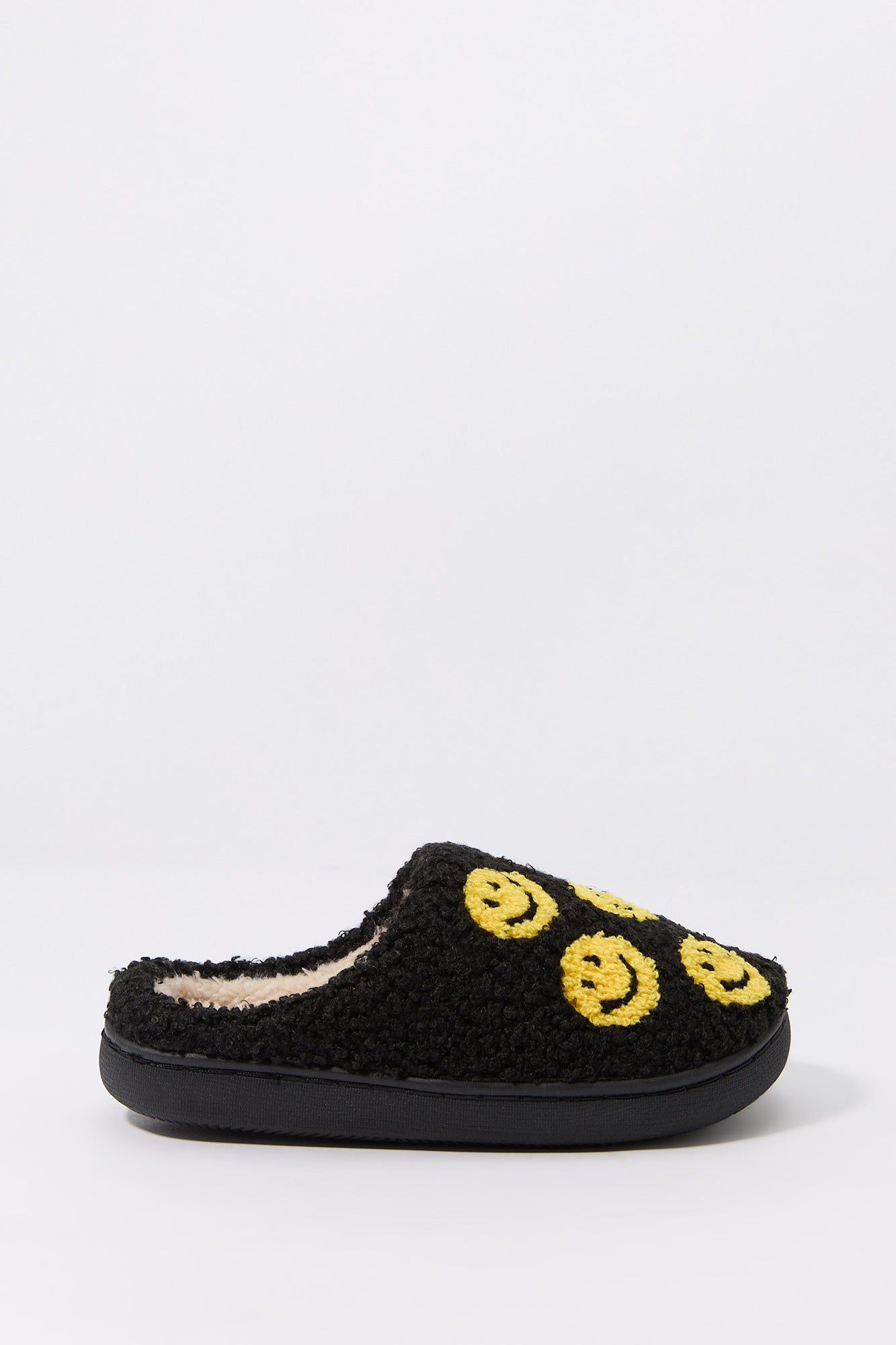 Boys Happy Face Sherpa Slippers