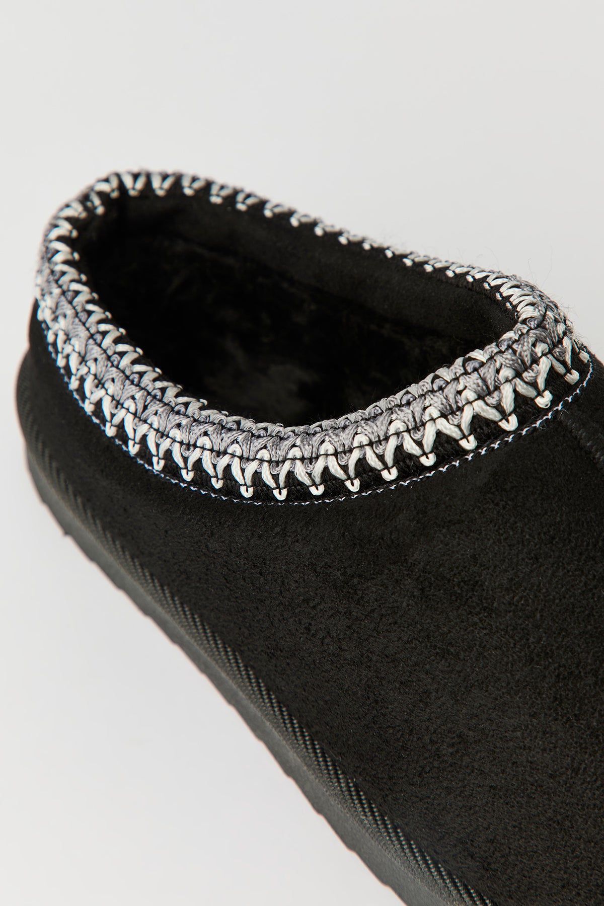 Alt View 3. Kids Faux Sueded Embroidered Slipper Booties - Black