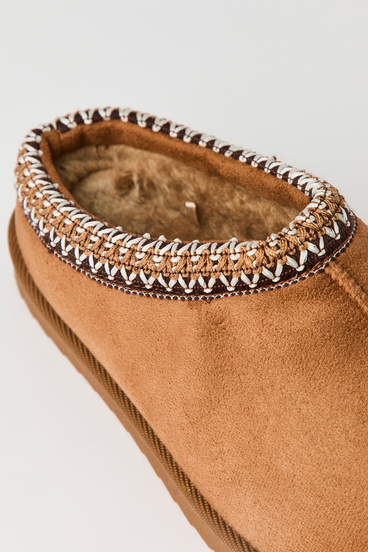 Alt View 3. Kids Faux Sueded Embroidered Slipper Booties - Camel