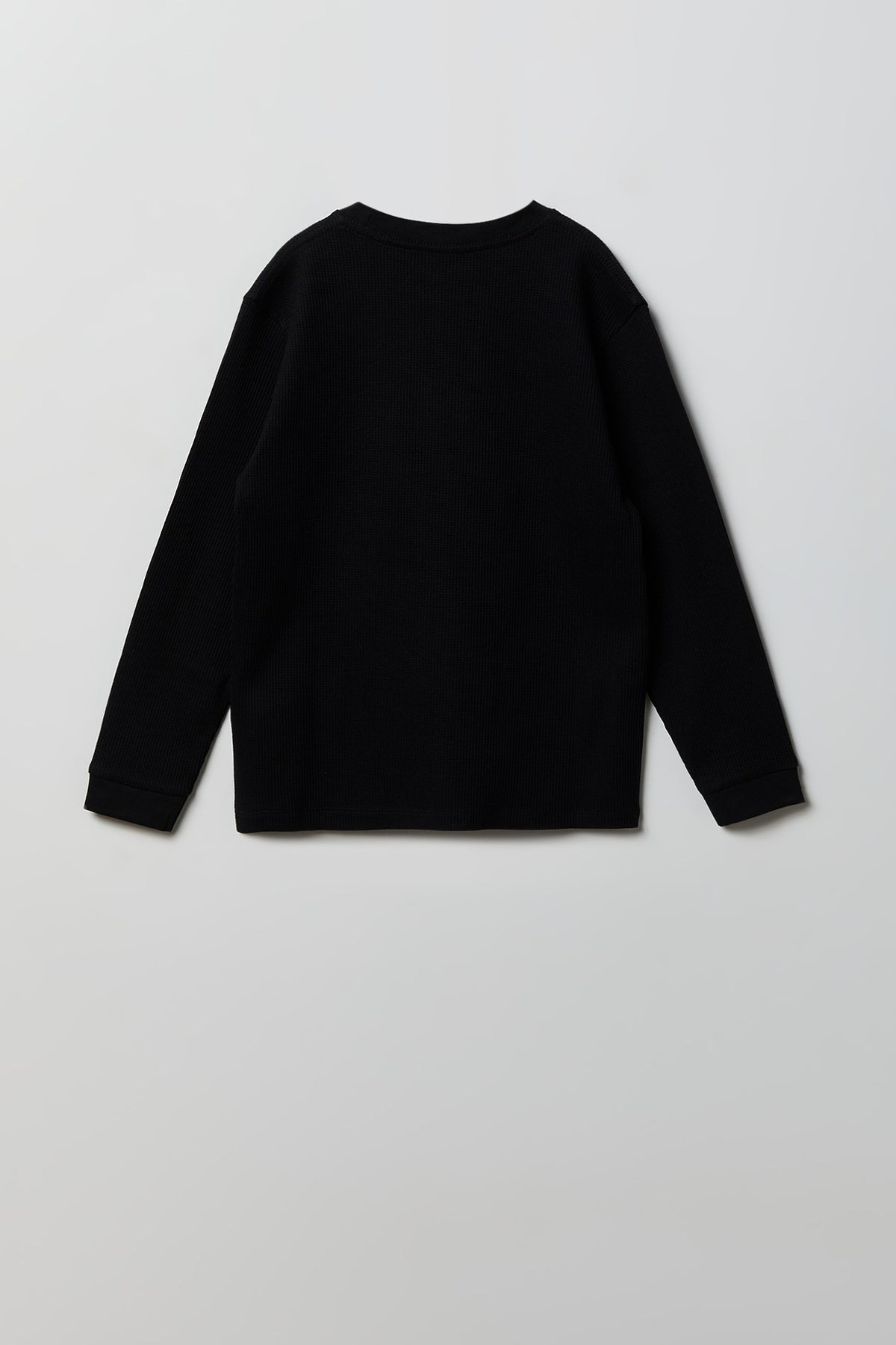 Alt View 2. Boys Graphic Waffle Knit Long Sleeve Top - Black
