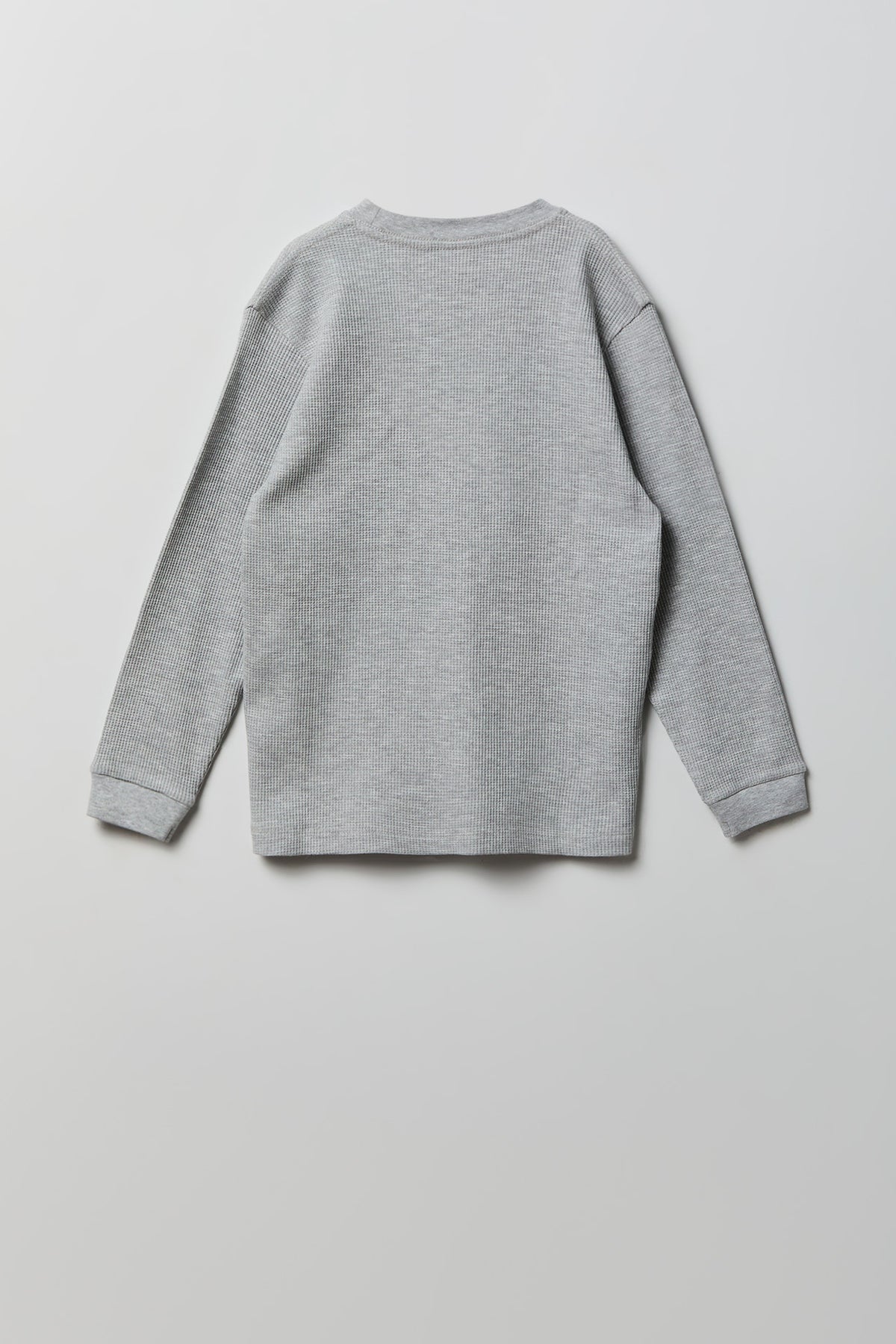 Alt View 2. Boys Graphic Waffle Knit Long Sleeve Top - Heather Grey