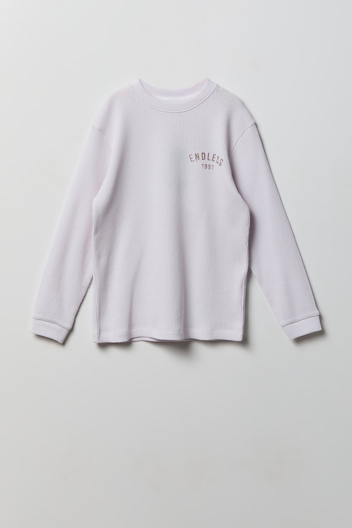 Boys Graphic Waffle Knit Long Sleeve Top - Off White