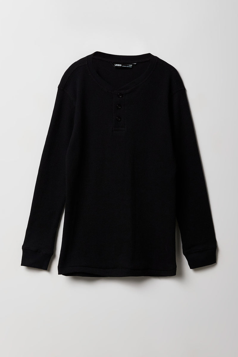 Haut Henley en tricot thermique pour garçon