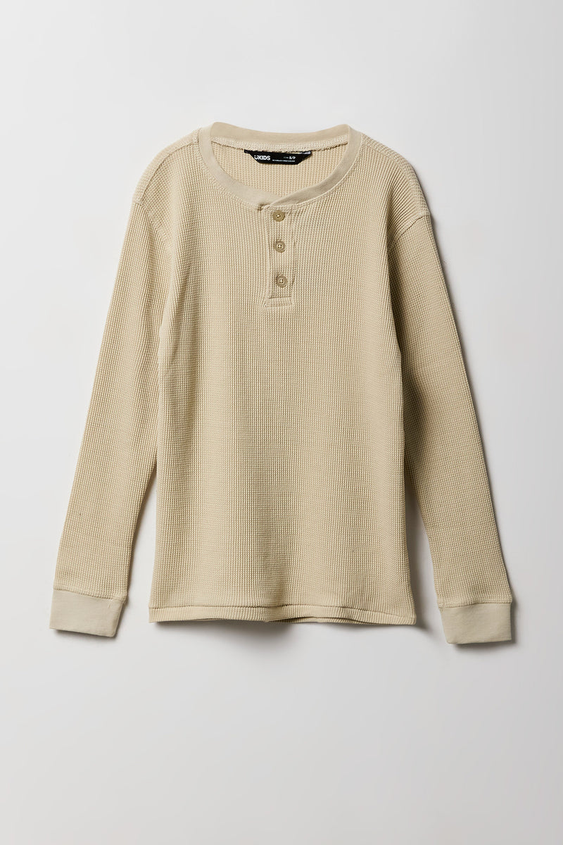 Boys Thermal Knit Henley Top