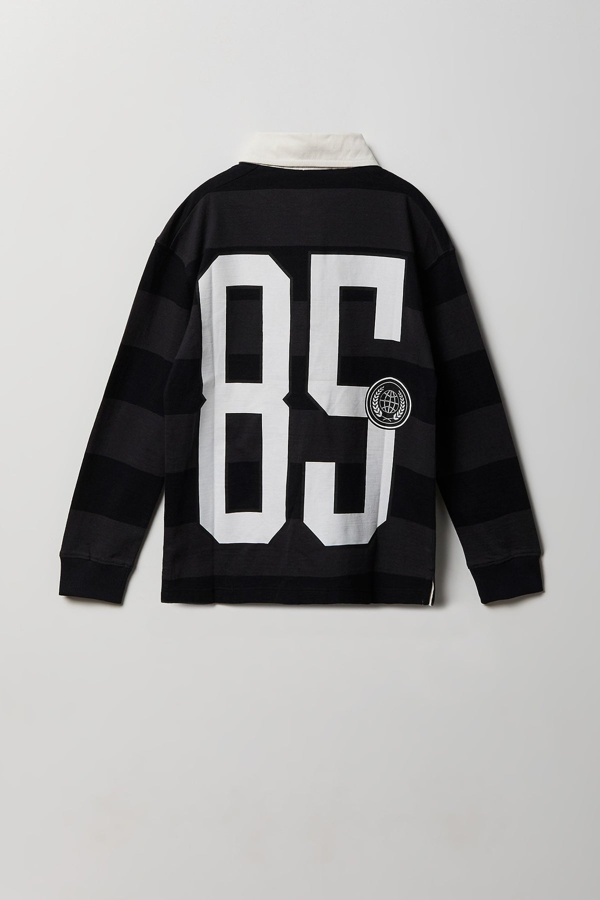 Alt View 2. Boys Striped Polo Shirt - Black