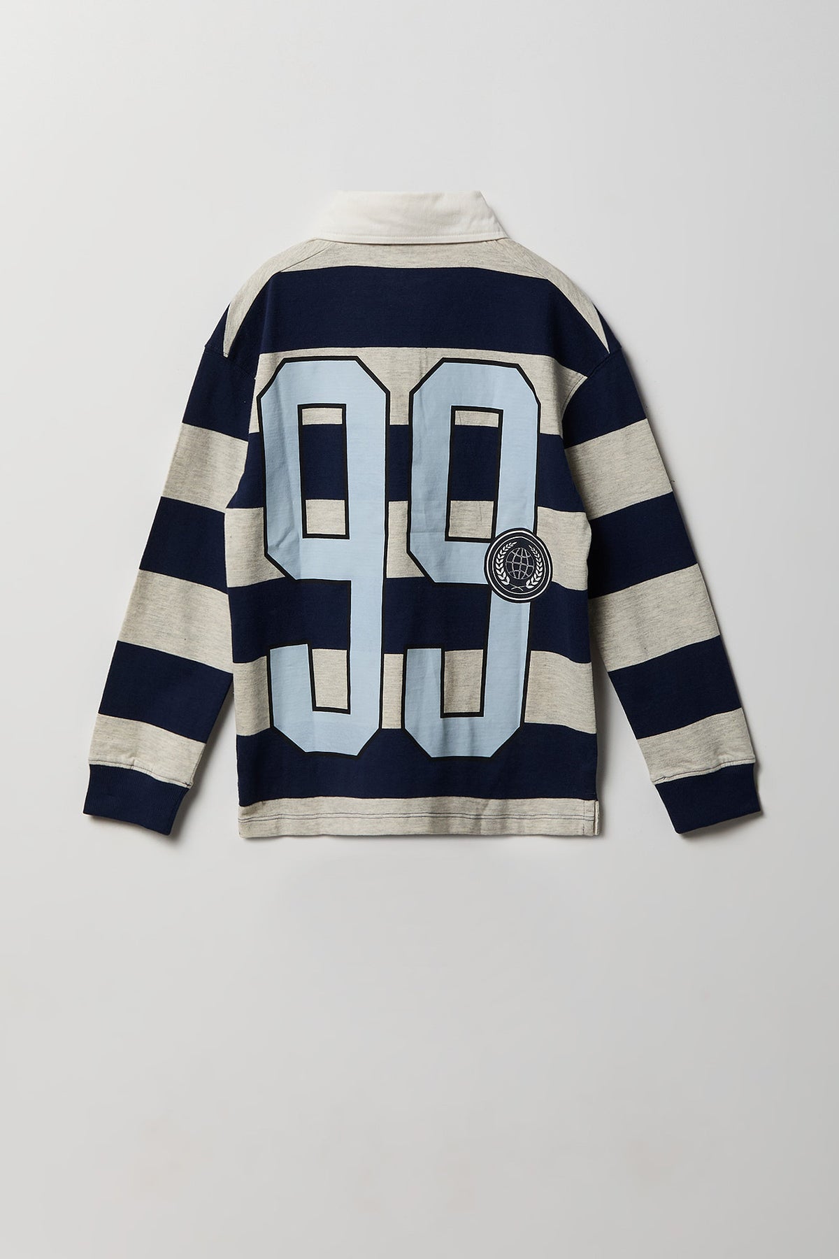 Alt View 2. Boys Striped Polo Shirt - Navy