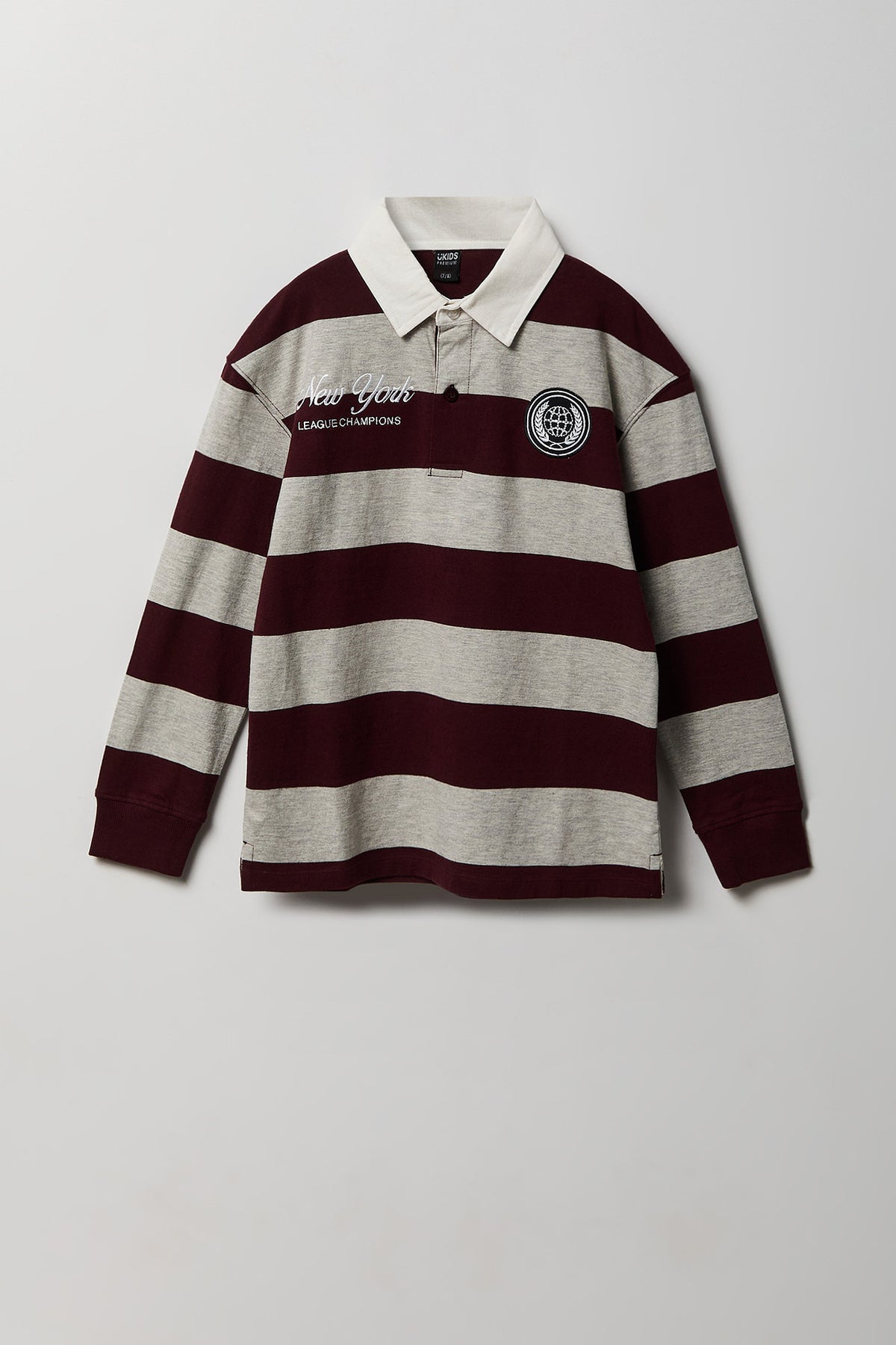 Boys Striped Polo Shirt - Burgundy