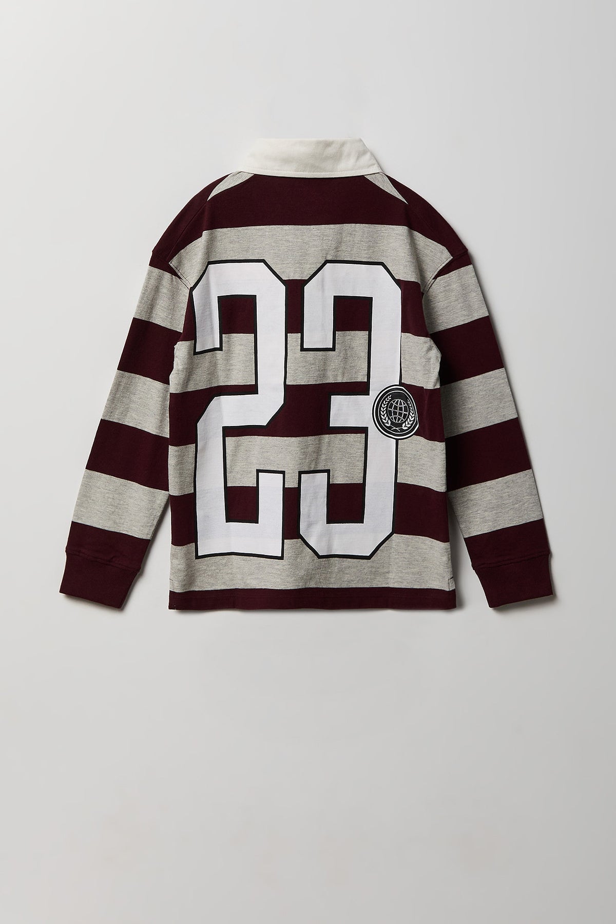 Alt View 2. Boys Striped Polo Shirt - Burgundy