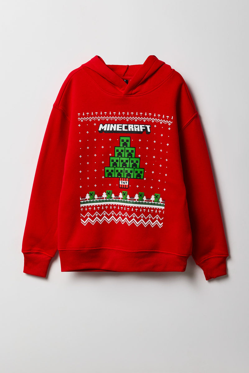 Kids Minecraft Christmas Fleece Hoodie