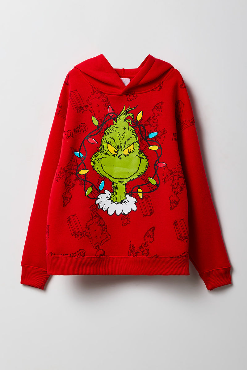 Haut à capuchon en molleton avec imprimé The Grinch pour enfant