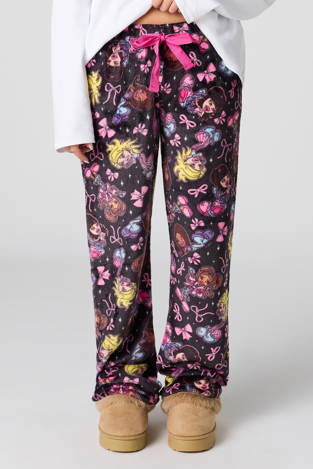 Alt View 2. Plush Printed Pajama Pant - Black