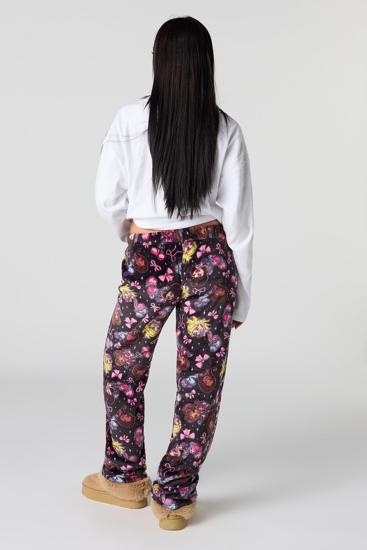 Alt View 3. Plush Printed Pajama Pant - Black