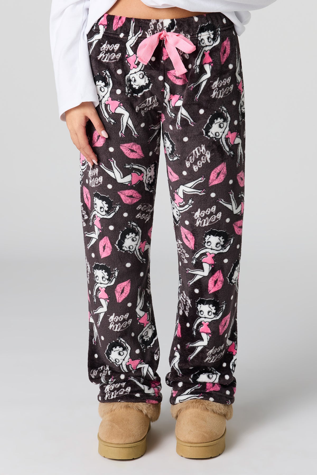 Alt View 2. Plush Printed Pajama Pant - Dark Grey