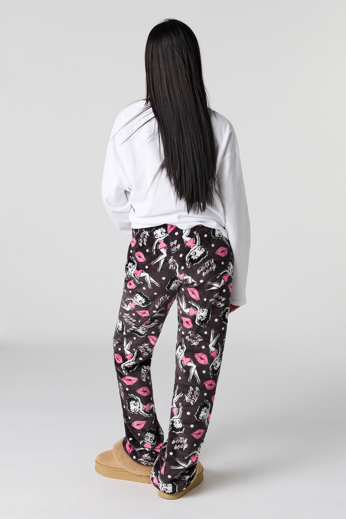 Alt View 3. Plush Printed Pajama Pant - Dark Grey