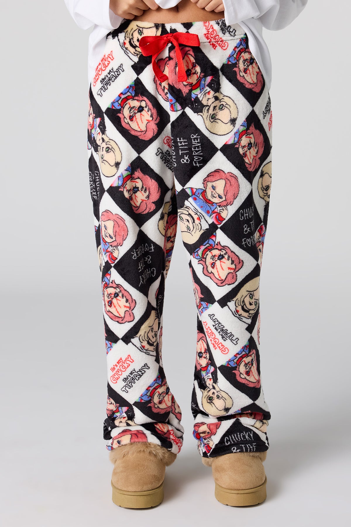 Alt View 2. Plush Printed Pajama Pant - White