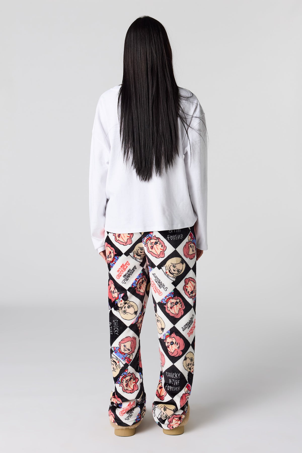 Alt View 3. Plush Printed Pajama Pant - White