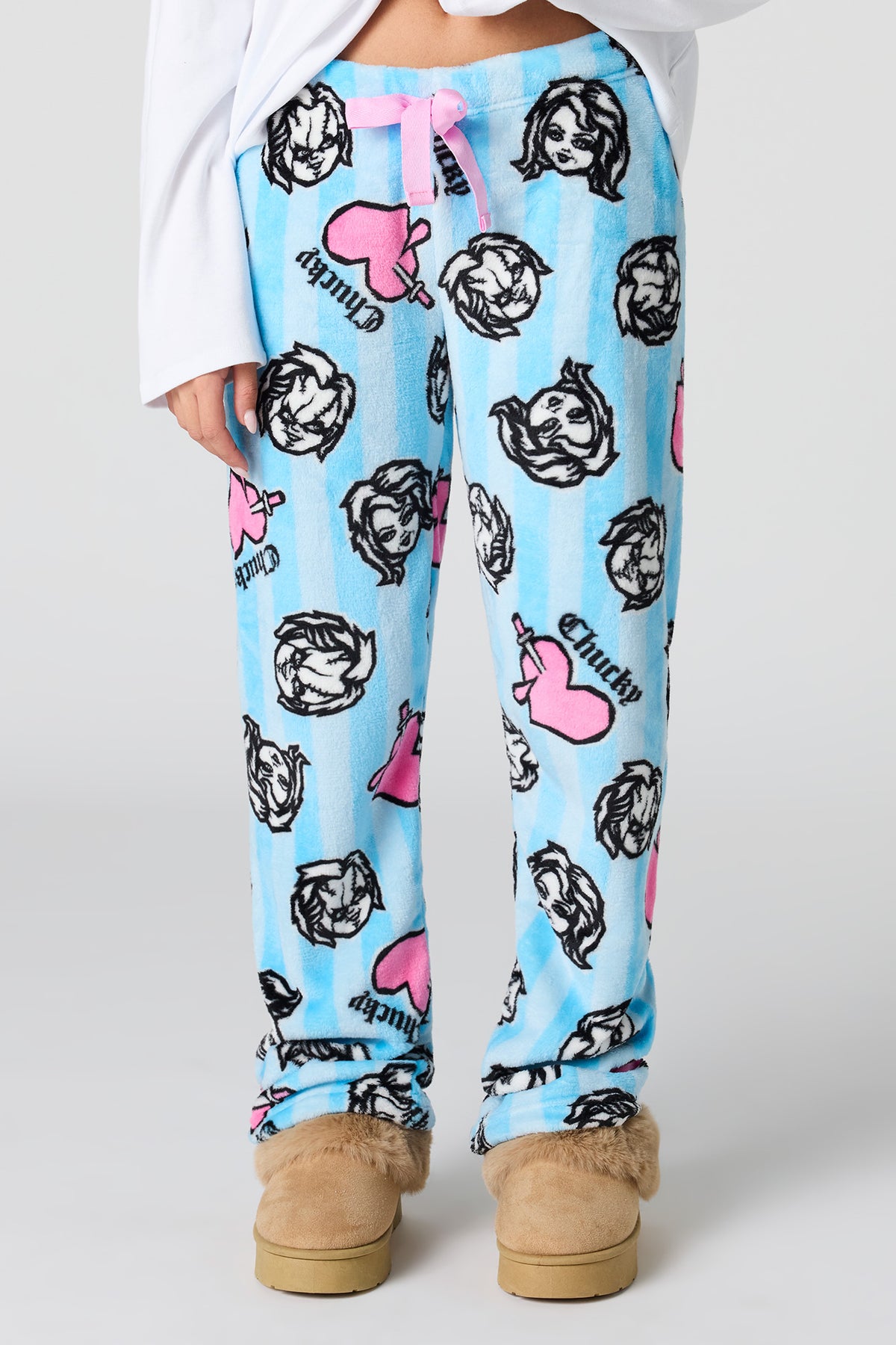 Alt View 2. Plush Printed Pajama Pant - Blue