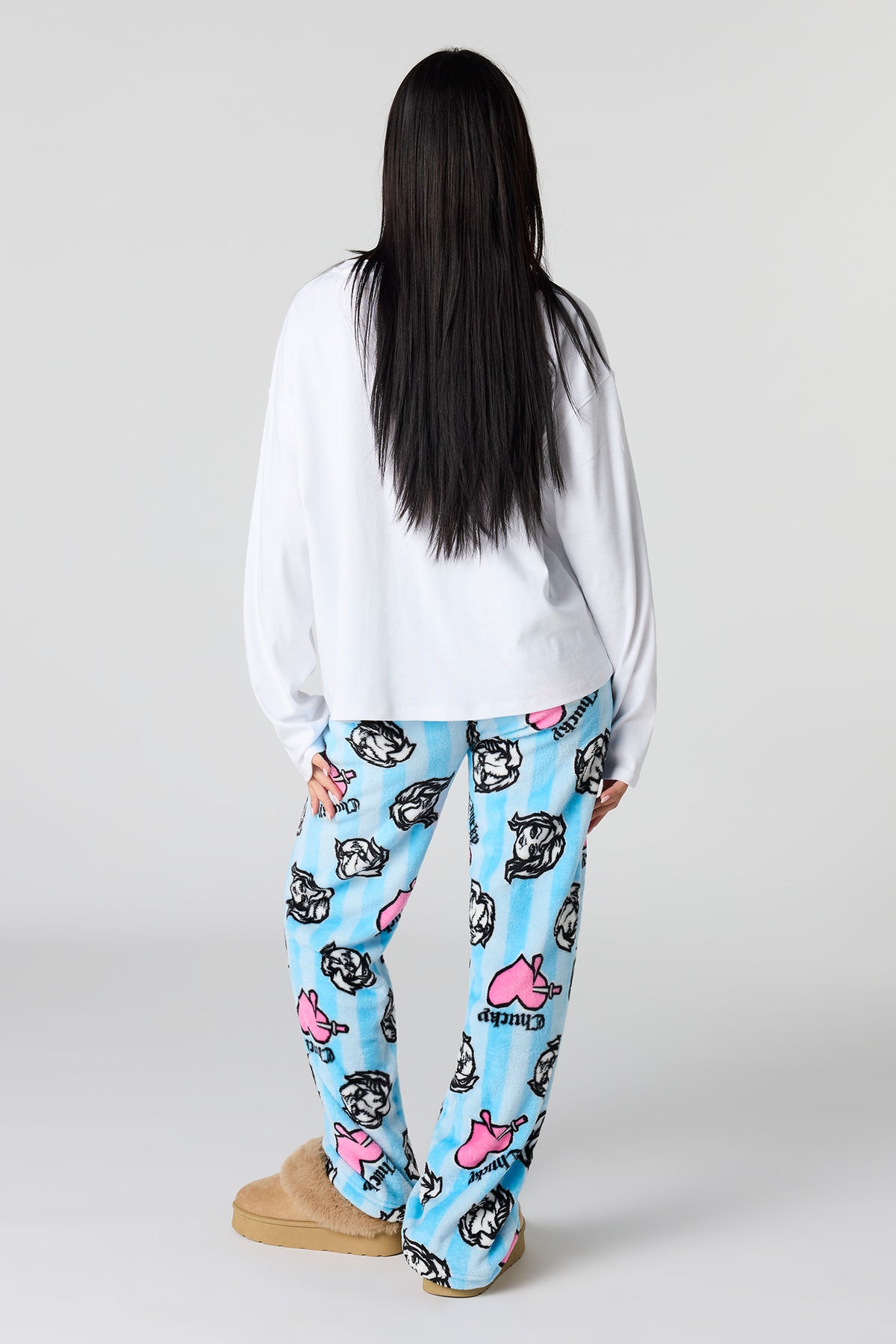 Alt View 3. Plush Printed Pajama Pant - Blue