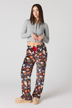 Cartoon Print Plush Pajama Pant
