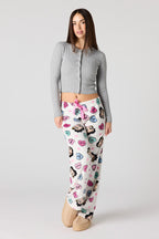 Cartoon Print Plush Pajama Pant