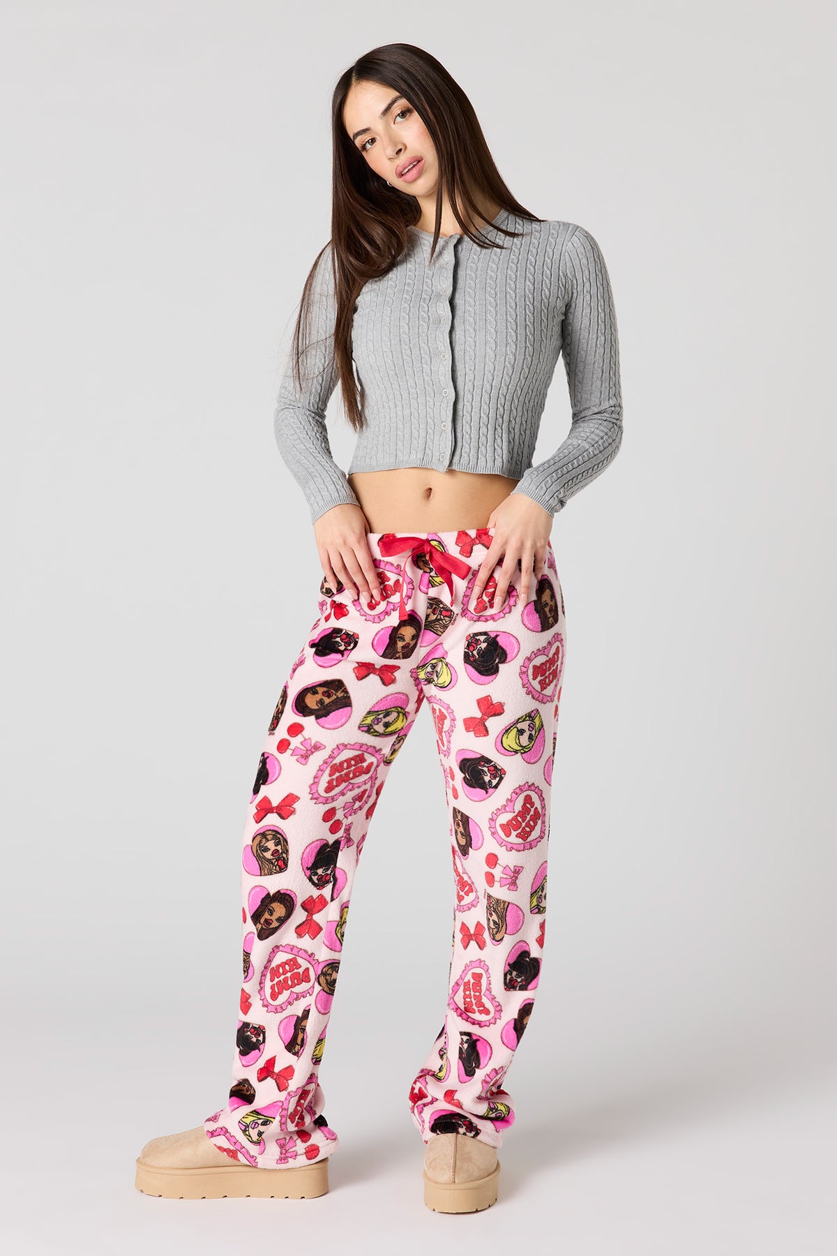Pantalon de pyjama en peluche à imprimé Cartoon