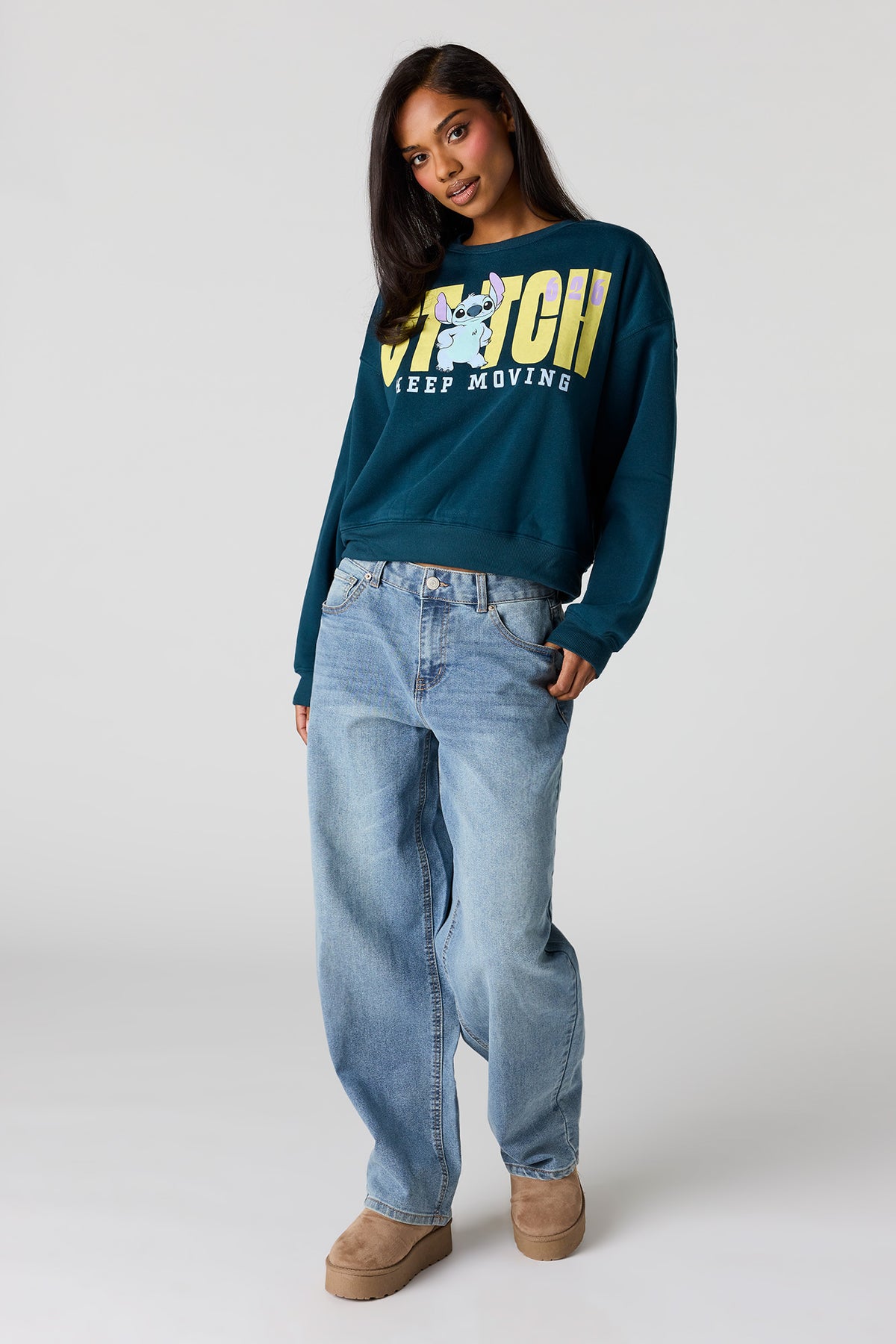 Alt View 3. Stitch & Angel Graphic Fleece Sweatshirt - Navy