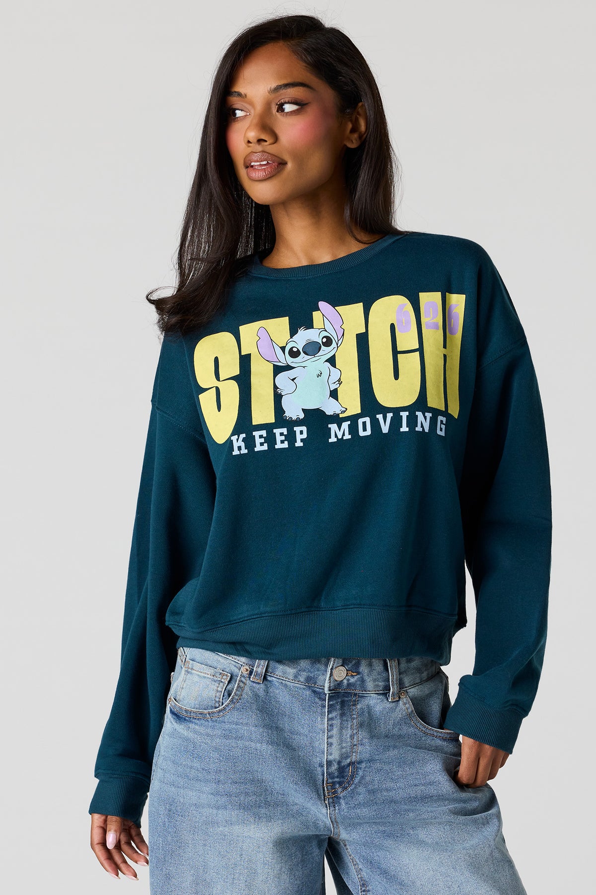 Alt View 2. Stitch & Angel Graphic Fleece Sweatshirt - Navy