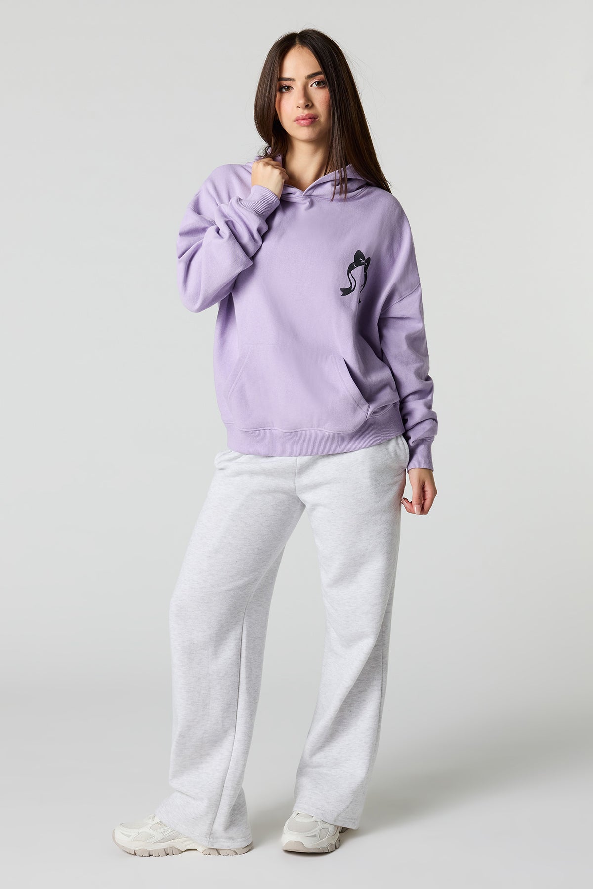 Alt View 3. Marie Graphic Fleece Hoodie - Lilac