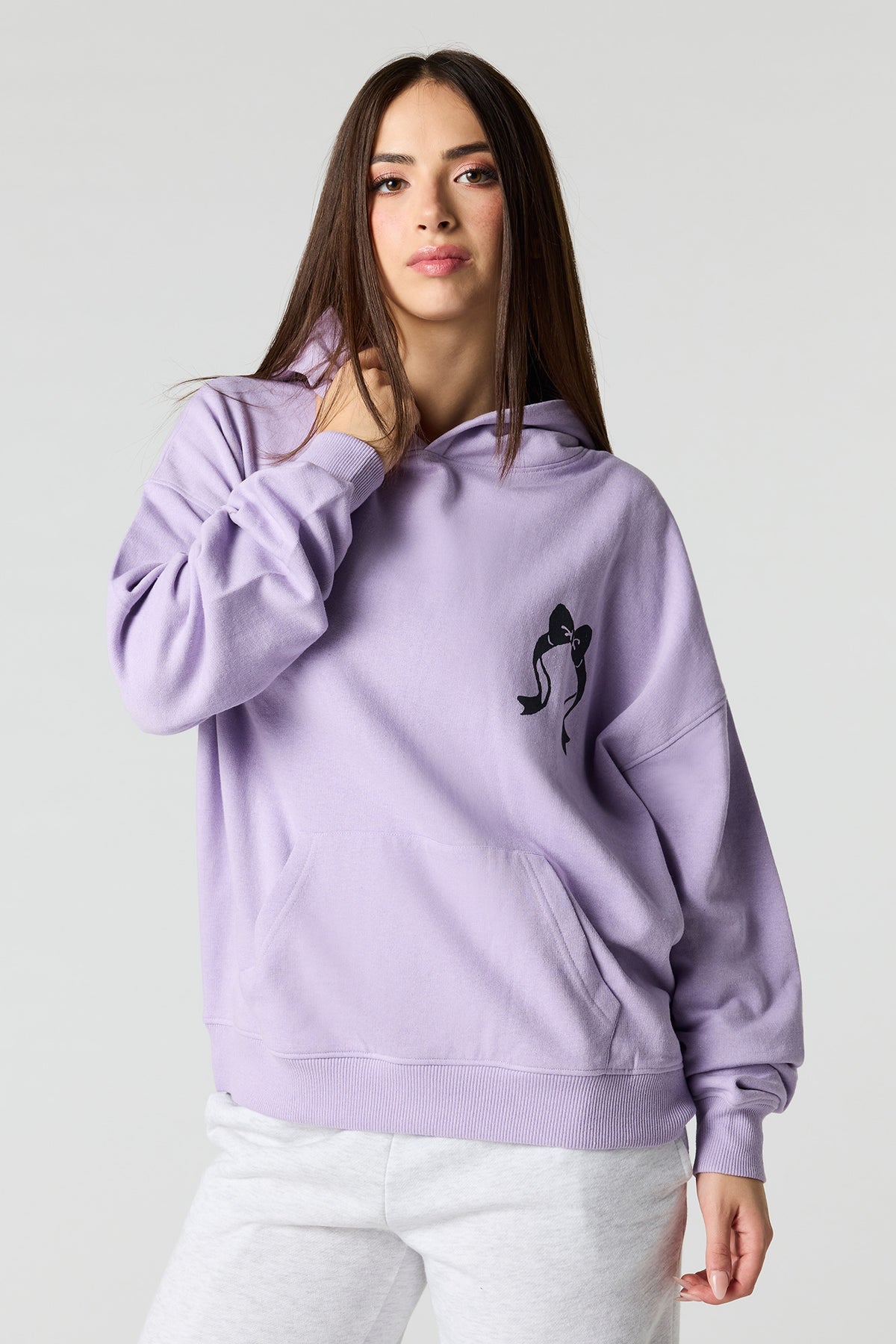 Alt View 2. Marie Graphic Fleece Hoodie - Lilac