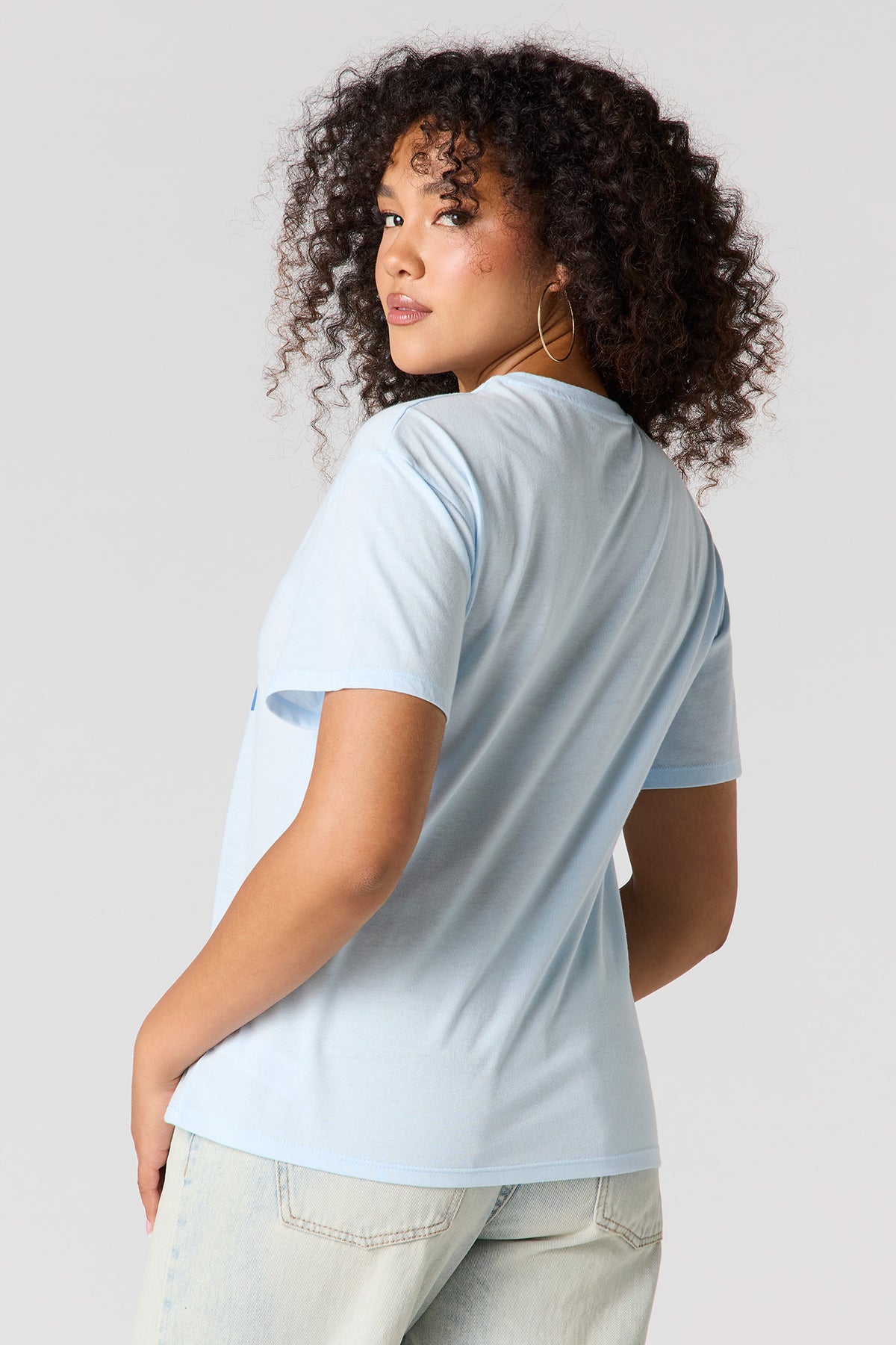 Alt View 2. Stitch Graphic Boyfriend T-Shirt - Light Blue