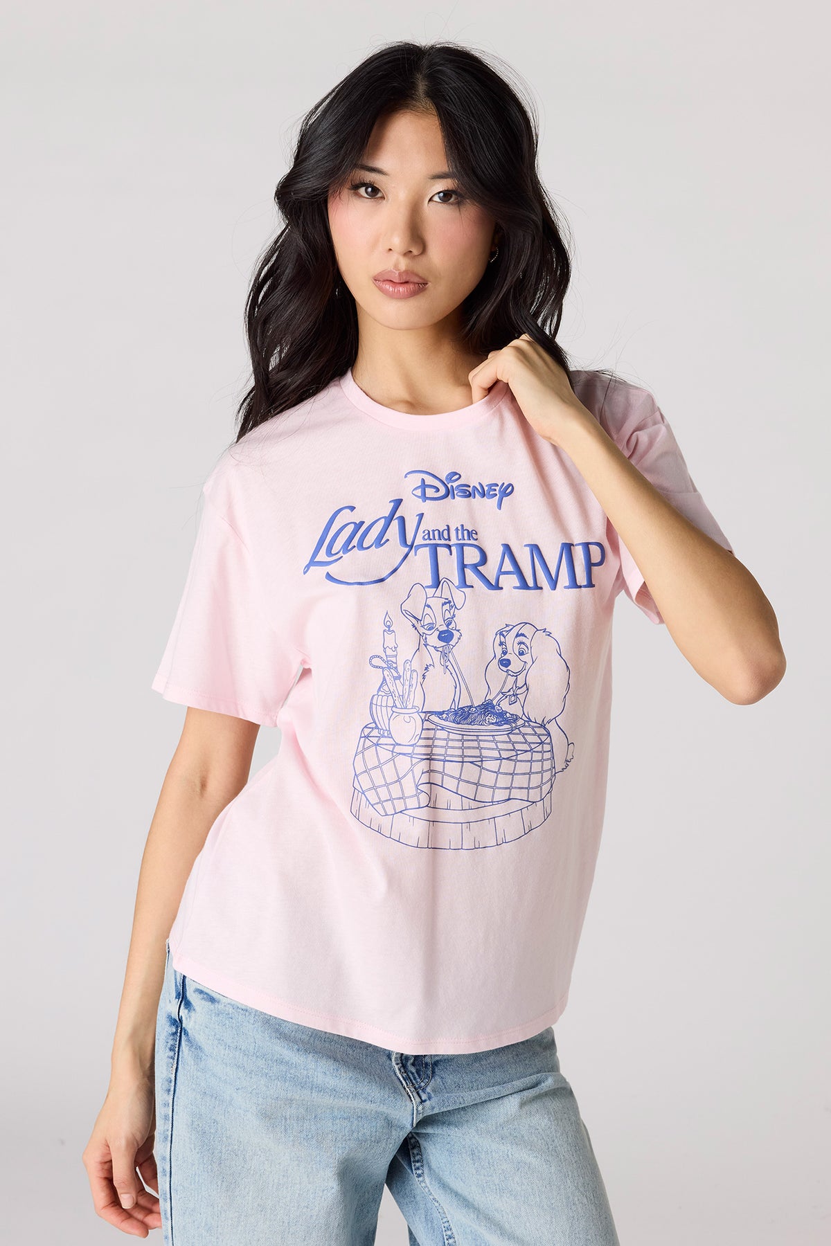 Lady and the Tramp Puff Print Boyfriend T-Shirt - Light Pink
