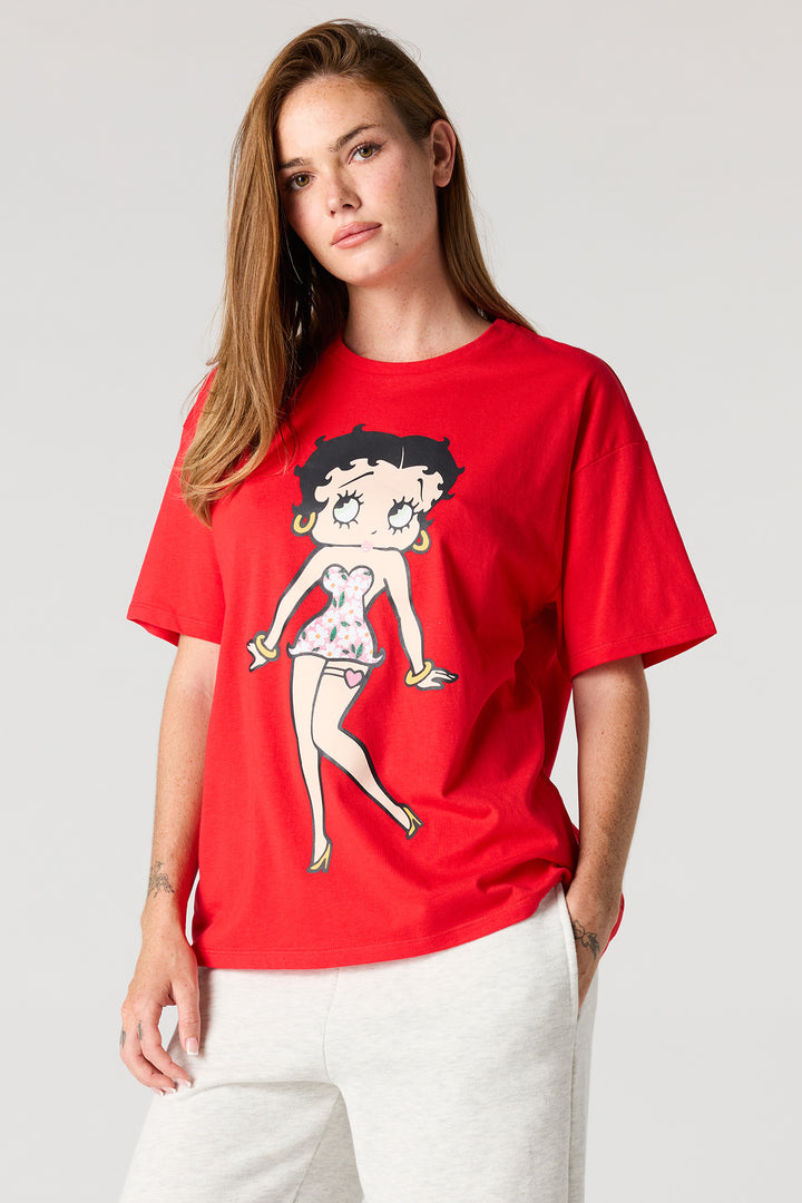 T-shirt de coupe garçonne à imprimé Betty Boop