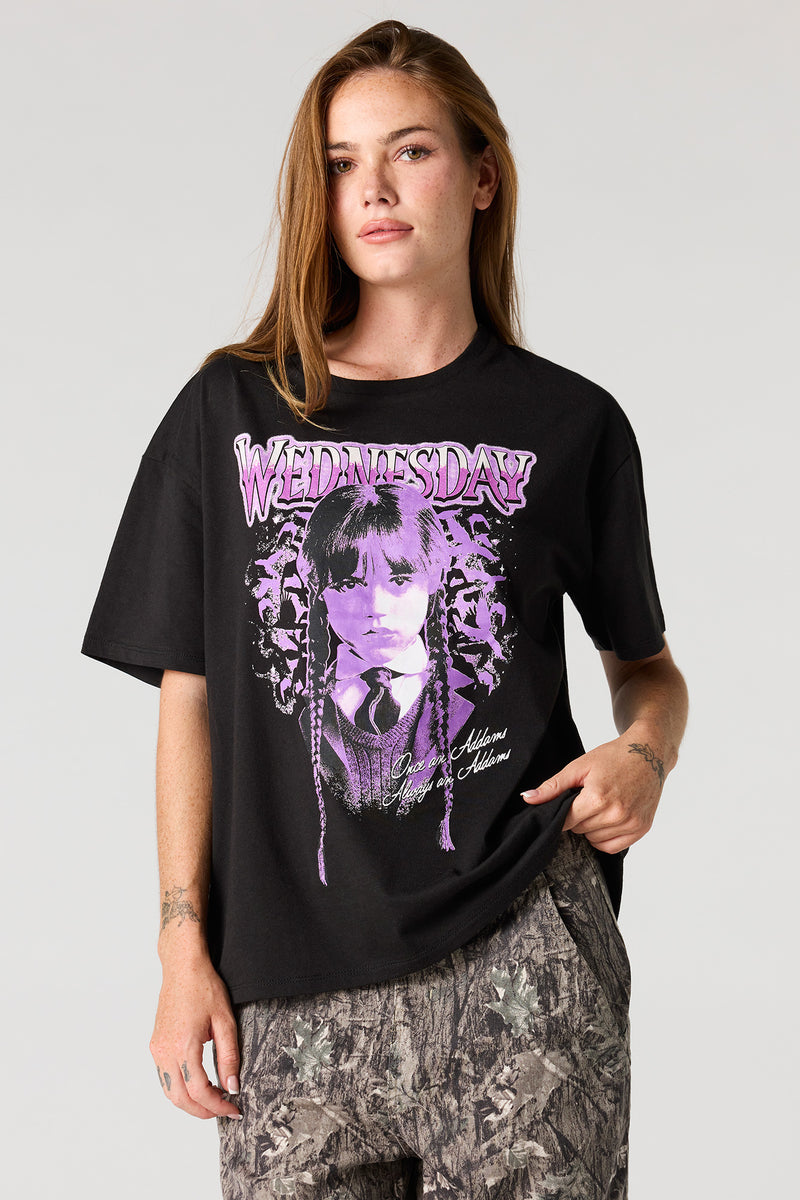T-shirt de coupe garçonne à imprimé Wednesday