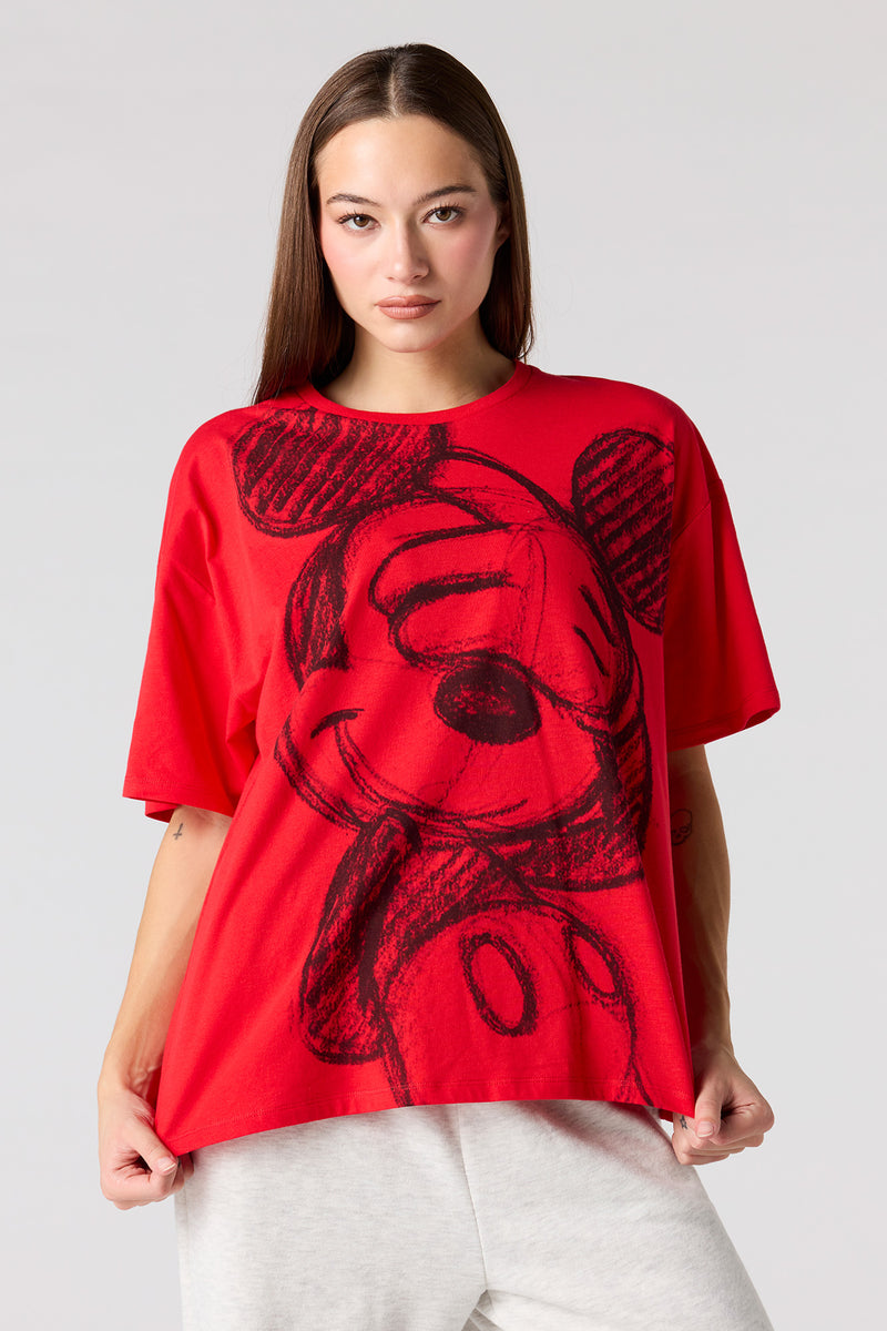 T-shirt de coupe garçonne à imprimé Mickey Drawing