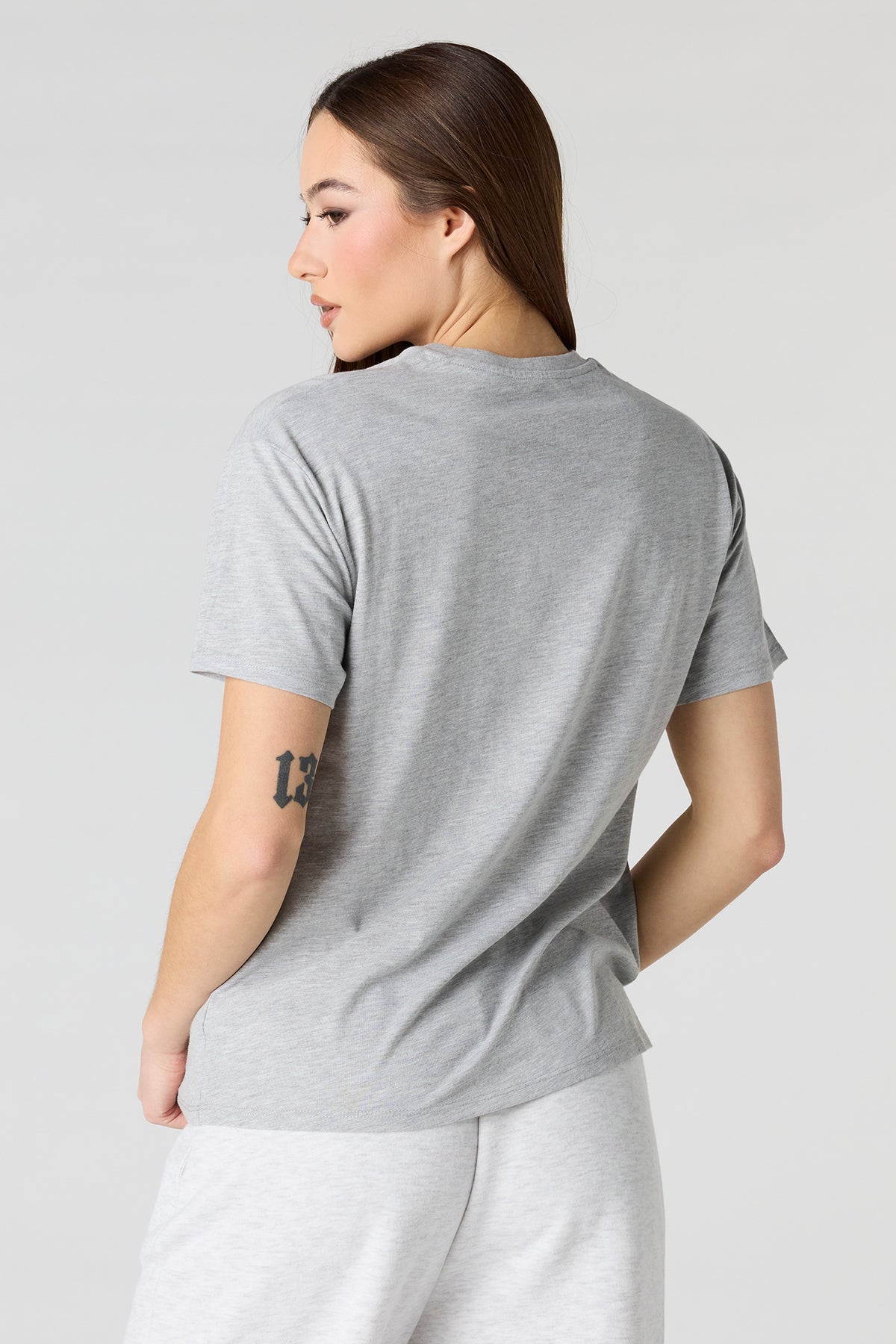 Alt View 2. Stitch Graphic Glitter Boyfriend T-Shirt - Heather Grey
