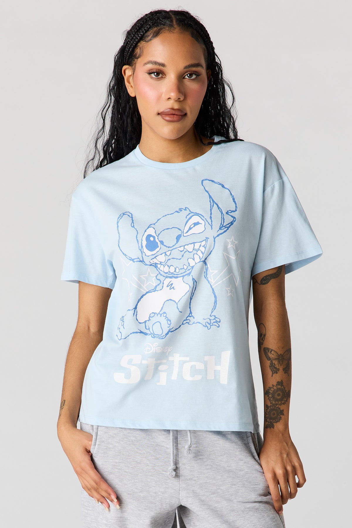 T-shirt de coupe garçonne à imprimé Stitch