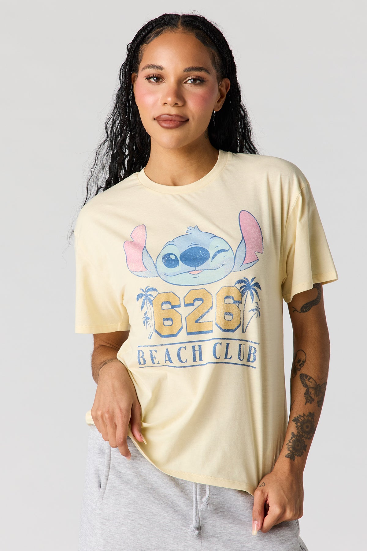 T-shirt de coupe garçonne à imprimé Stitch