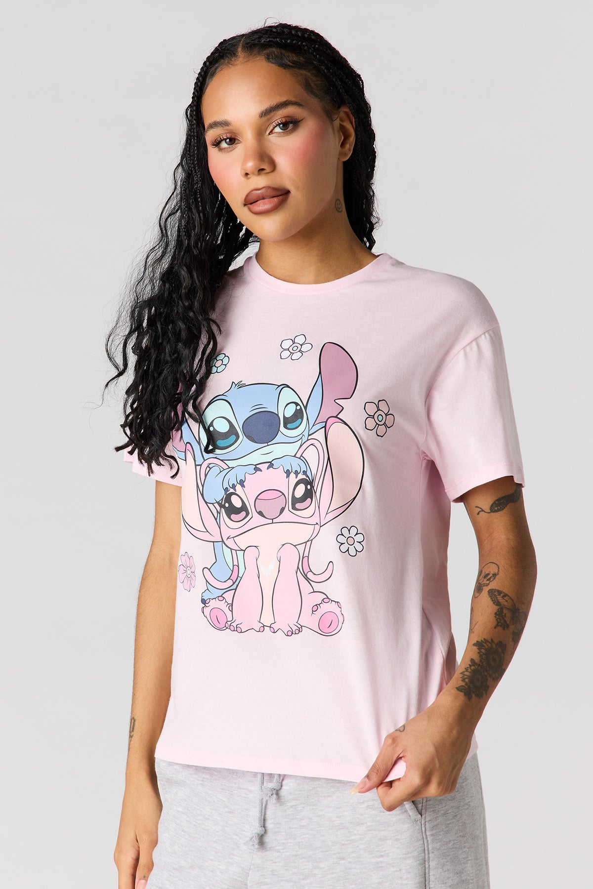 T-shirt de coupe garçonne à imprimé Stitch