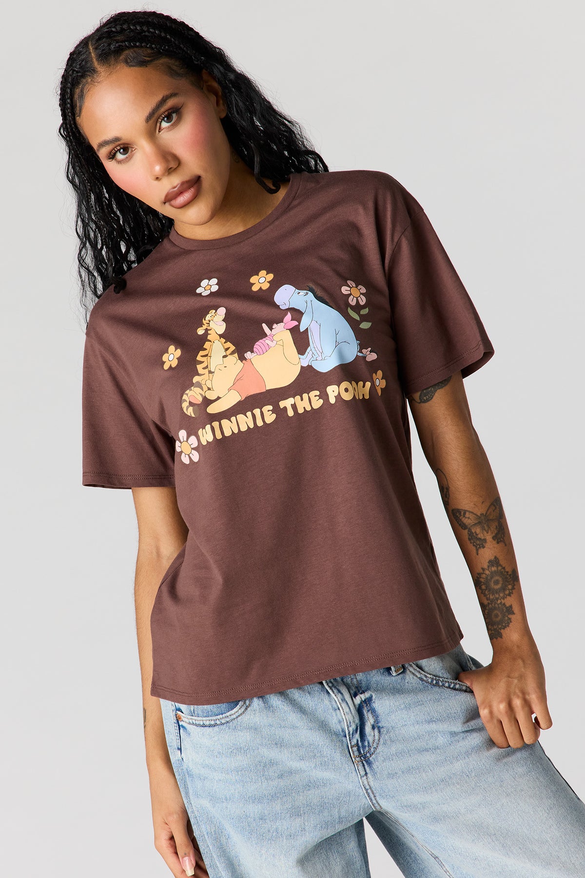 Winnie the Pooh Graphic Boyfriend T-Shirt - Brown
